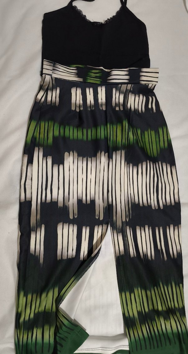 Yeşil Krem Desenli Uzun Etek - Görsel 2