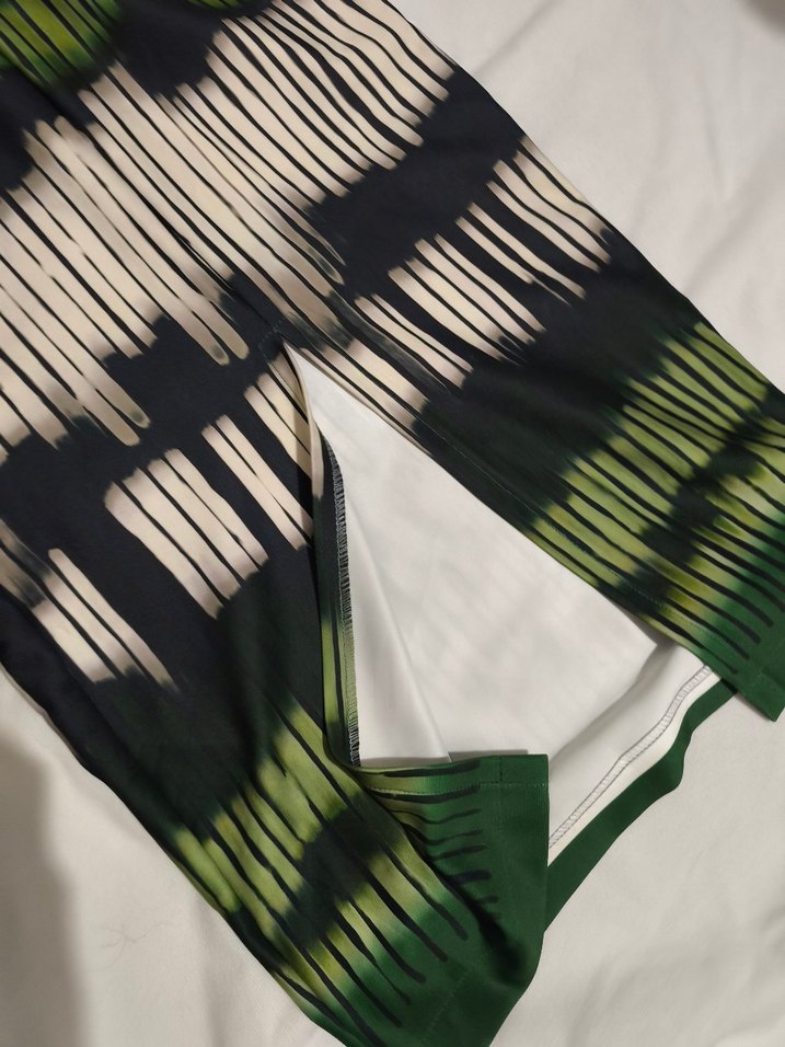 Yeşil Krem Desenli Uzun Etek - Görsel 3