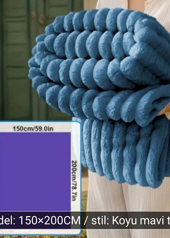 Kürk Yatak Örtüsü Tek Kişilik Dolgulu Peluş Yumuşak Mavi Yorgan - Görsel 2
