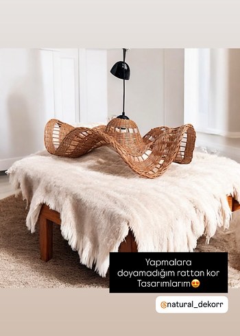 Camel Rattan Dalgalı Tavan Lambası