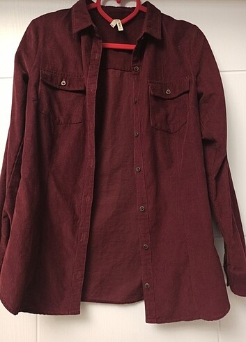 xs Beden bordo Renk Bordo Kadife Gömlek