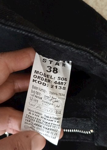 38 Beden siyah Renk kanvas pantolom