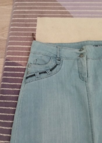 Zara Kadın Mavi Kot Midi Etek