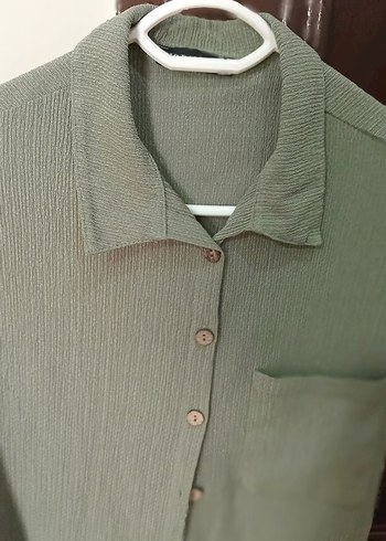 Kadın Kısa Kollu Keten Gömlek - Görsel 4