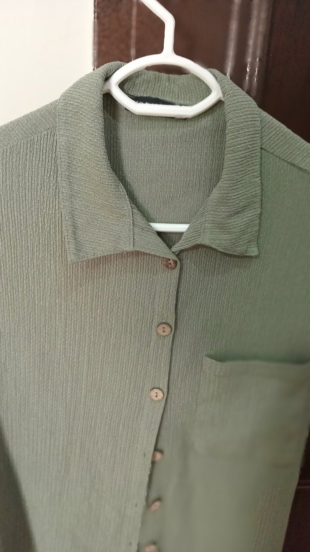 Kadın Kısa Kollu Keten Gömlek - Görsel 4