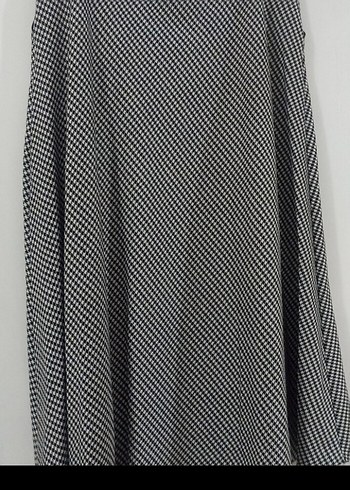 Kadın Siyah-Gri Kareli Uzun Kemerli Etek - Görsel 2