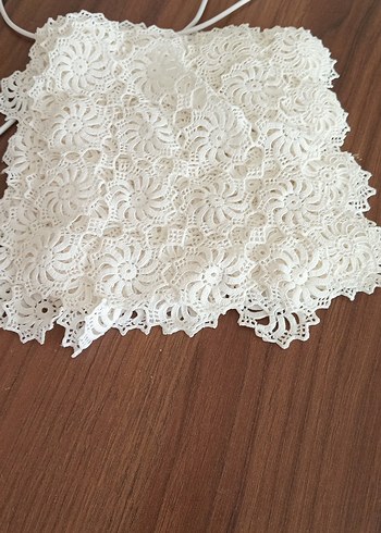 El Yapımı Beyaz Dantel Örtü Takımı - Görsel 3