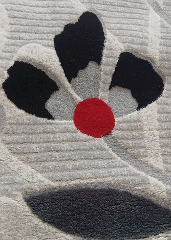 Gri Çiçek Desenli Modern halı - Görsel 2