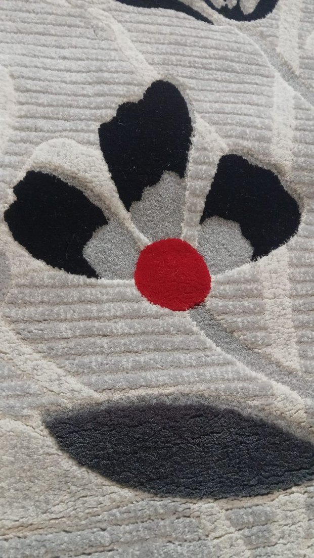 Gri Çiçek Desenli Modern halı - Görsel 2