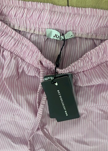 Juste stüdyo Pembe Pamuklu Rahat Kesim Kadın Pantolon - Görsel 2