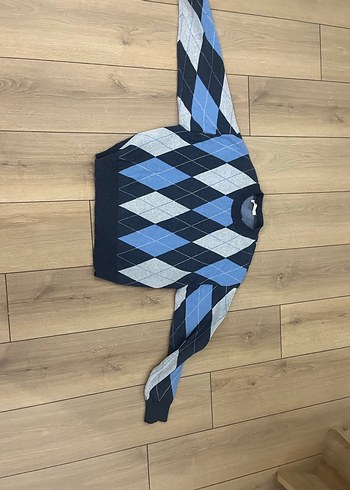 Pull&bear Gri Ekose Desenli Kadın Örgü Yün Kazak - Görsel 2