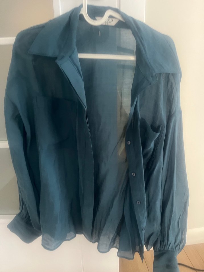 Oxxo balon kollu tencel gömlek - Görsel 3