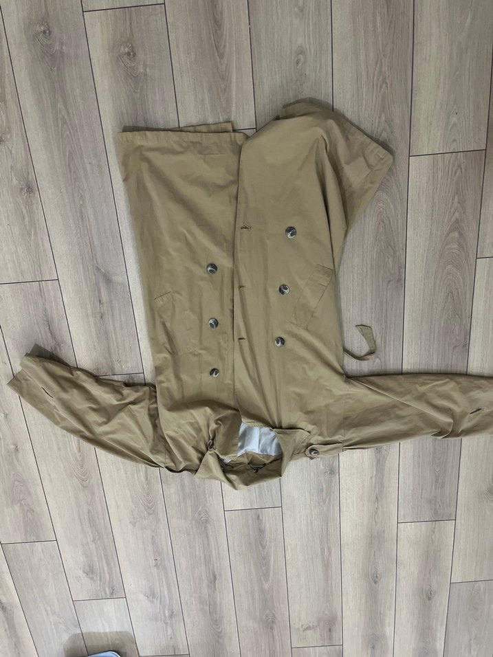 Bej Uzun Düğmeli Kadın Trençkot - Görsel 3