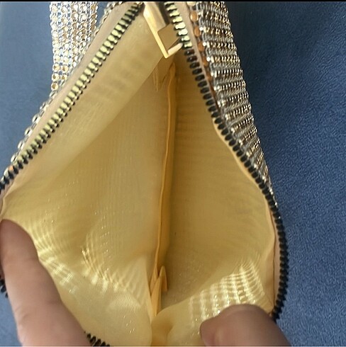 Zara Gold taşlı çanta