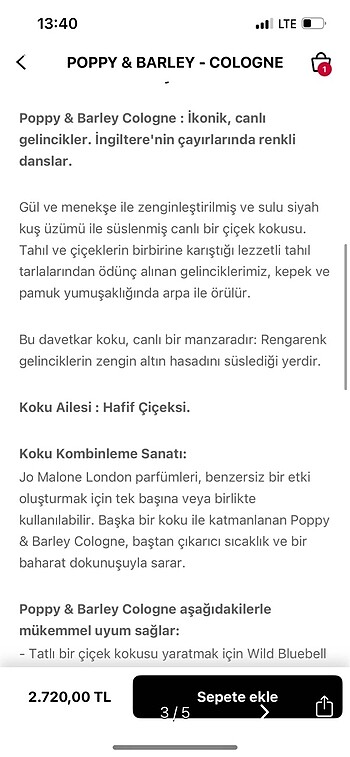 Beden Jo Malone parfüm