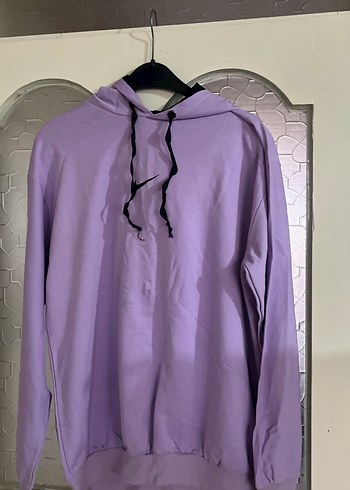 Kadın Lila Kapüşonlu Rahat Sweatshirt - Görsel 2