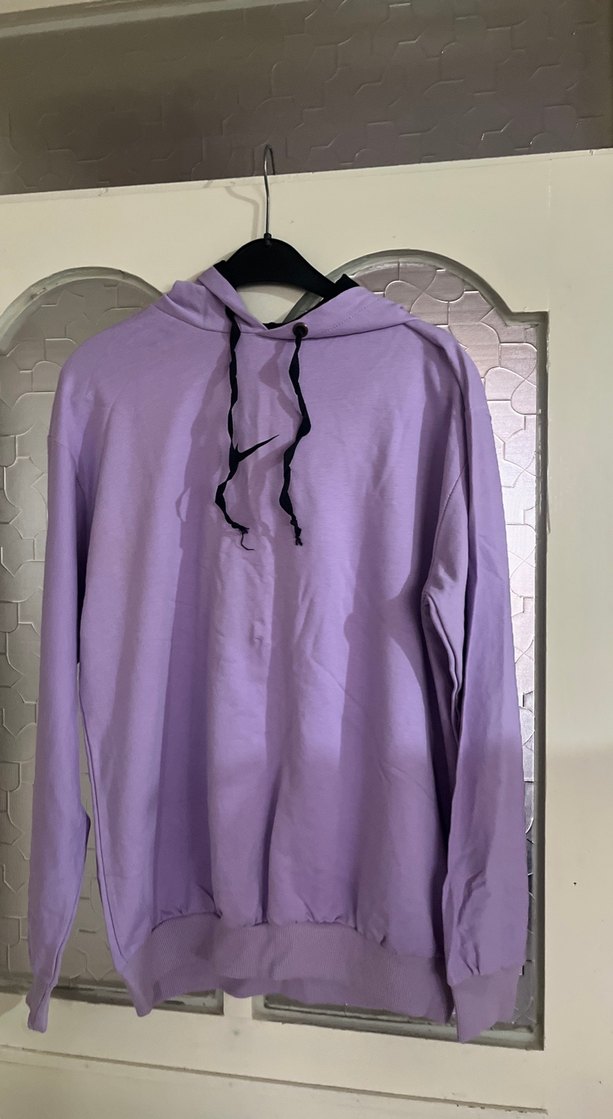 Kadın Lila Kapüşonlu Rahat Sweatshirt - Görsel 2