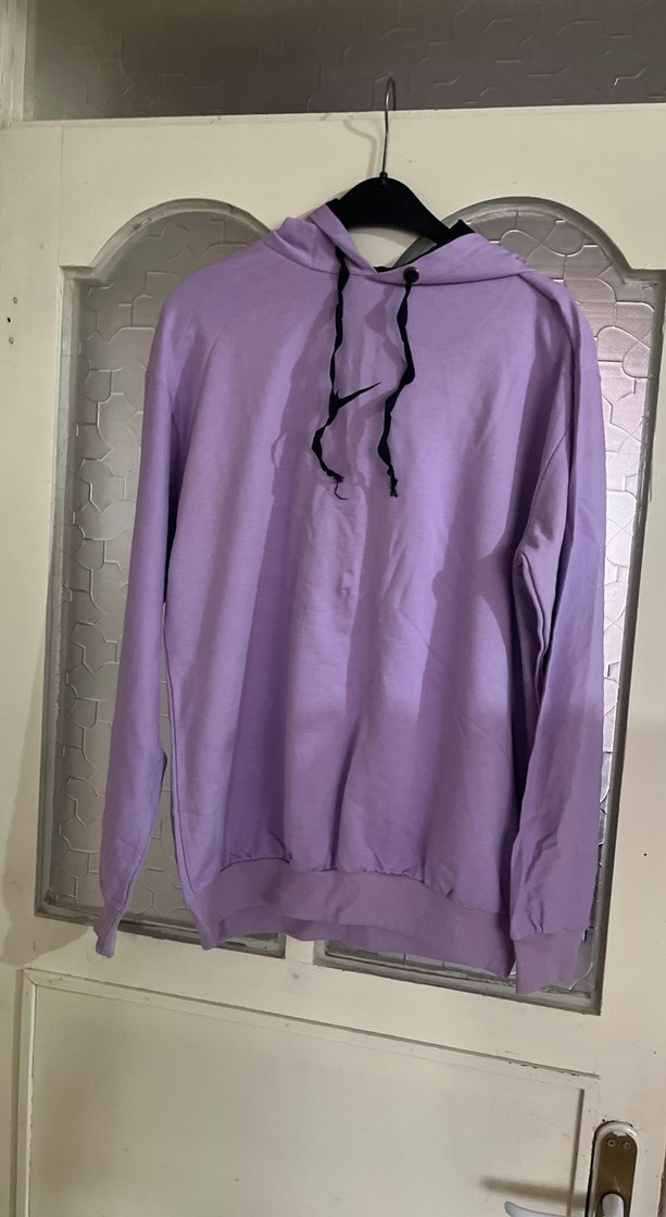 Kadın Lila Kapüşonlu Rahat Sweatshirt - Görsel 3