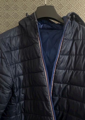 Erkek Lacivert Kapüşonlu Fermuarlı Mont - Görsel 3