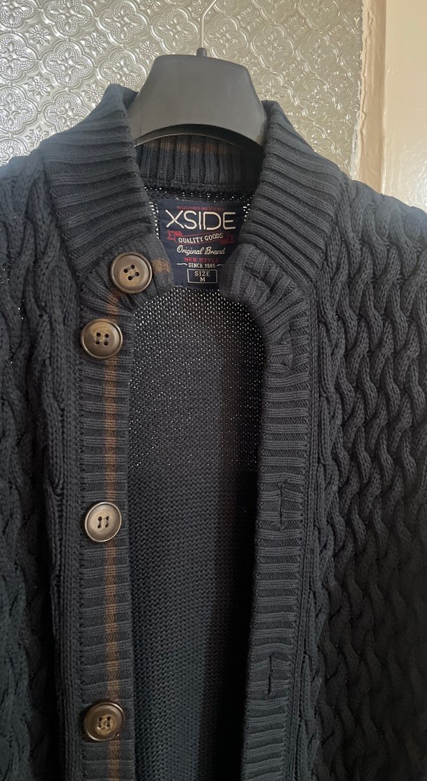 Erkek Siyah Örgü Yün Hırka - Görsel 3