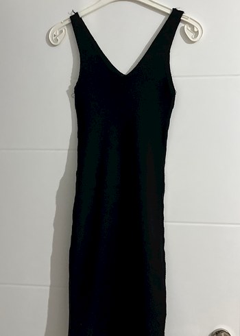 Uzun Kollu Siyah Beyaz Çizgili Kadın Kazak Elbise - Görsel 4