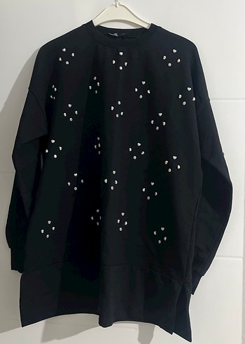 Kadın Siyah Payet İşlemeli Sweatshirt - Görsel 3