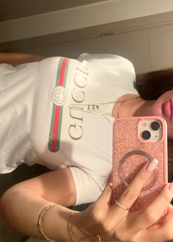 xl Beden Beyaz Gucci Baskılı Erkek Tişört