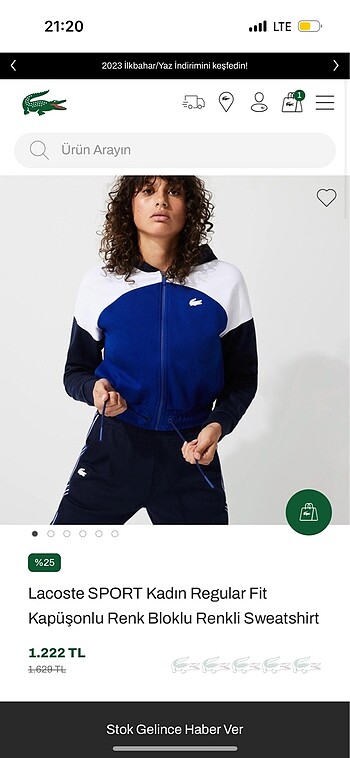 Orijinal Lacoste Crop Sweatshirt