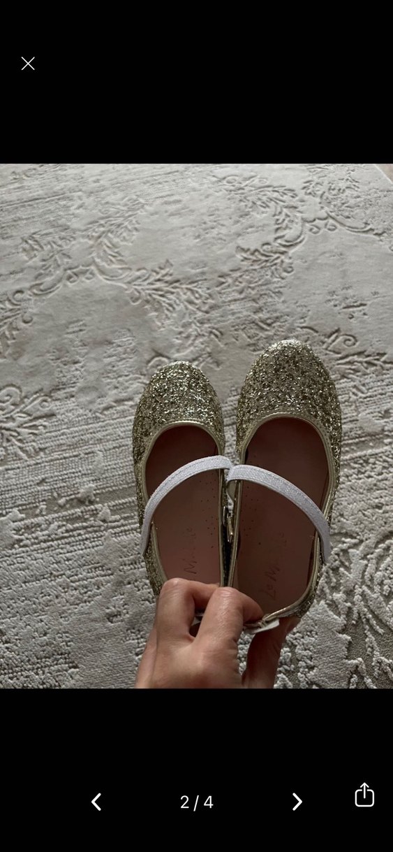 Parlak Altın Simli Kız Çocuk Babet - Görsel 2