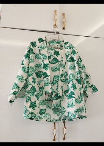 Yeşil Desenli Kısa Bohem Kadın Kimono