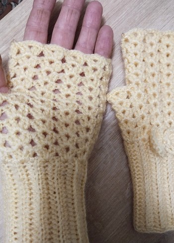 Bej Örgü Kadın Eldiven - Görsel 5