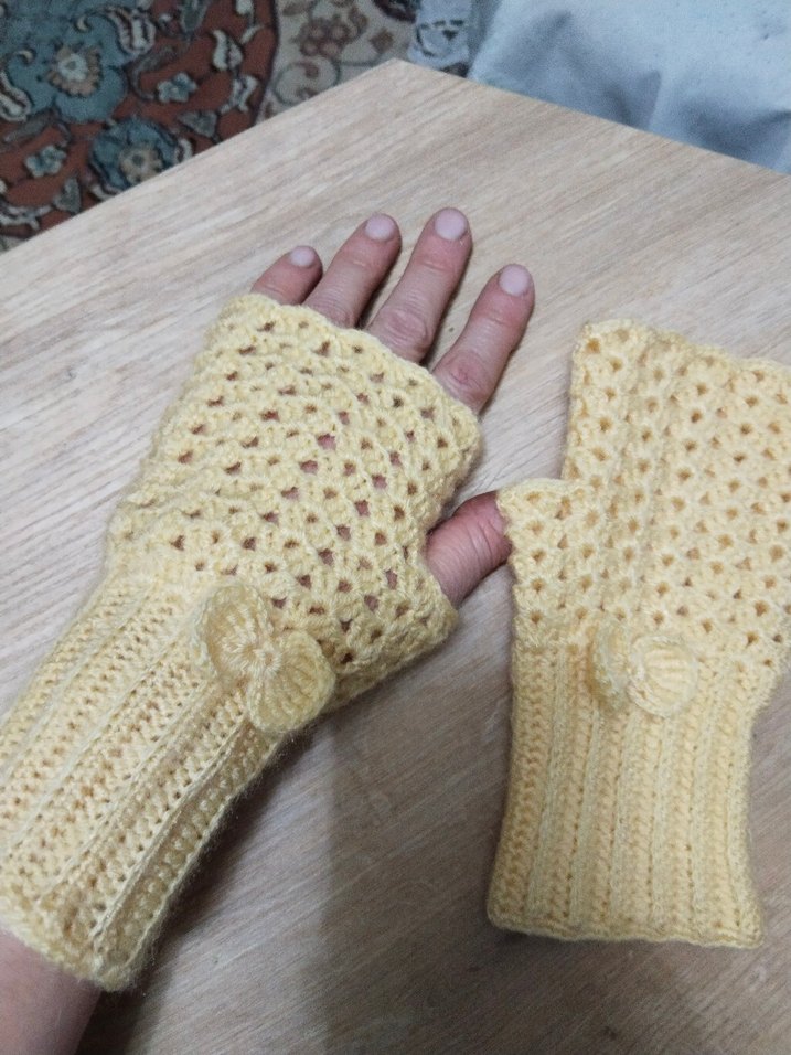 Bej Örgü Kadın Eldiven - Görsel 3