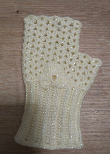 Örgü Bohem Kadın Eldiveni krem - Görsel 6