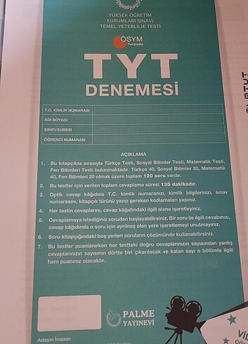  TYT devler karması deneme palme yayınları 