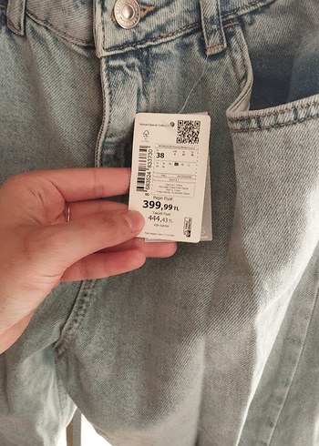 38 Beden Gri Düğmeli Rahat Kesim Kadın Kot Pantolon
