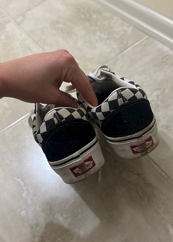 Kadın Beyaz Siyah Kareli Platform Spor Ayakkabı - Görsel 4