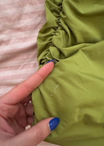 Drapeli Straplez Midi Kadın Elbise - Görsel 7