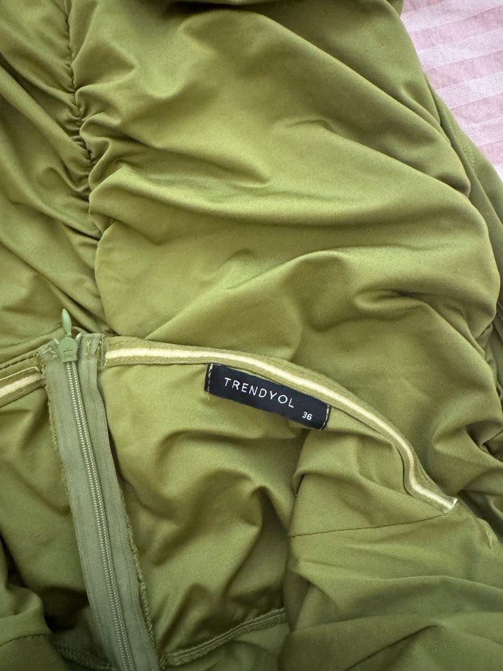 Drapeli Straplez Midi Kadın Elbise - Görsel 5