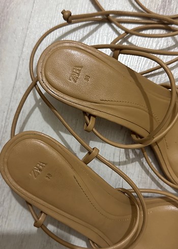 Bej mini Topuklu Minimalist Sandalet - Görsel 3