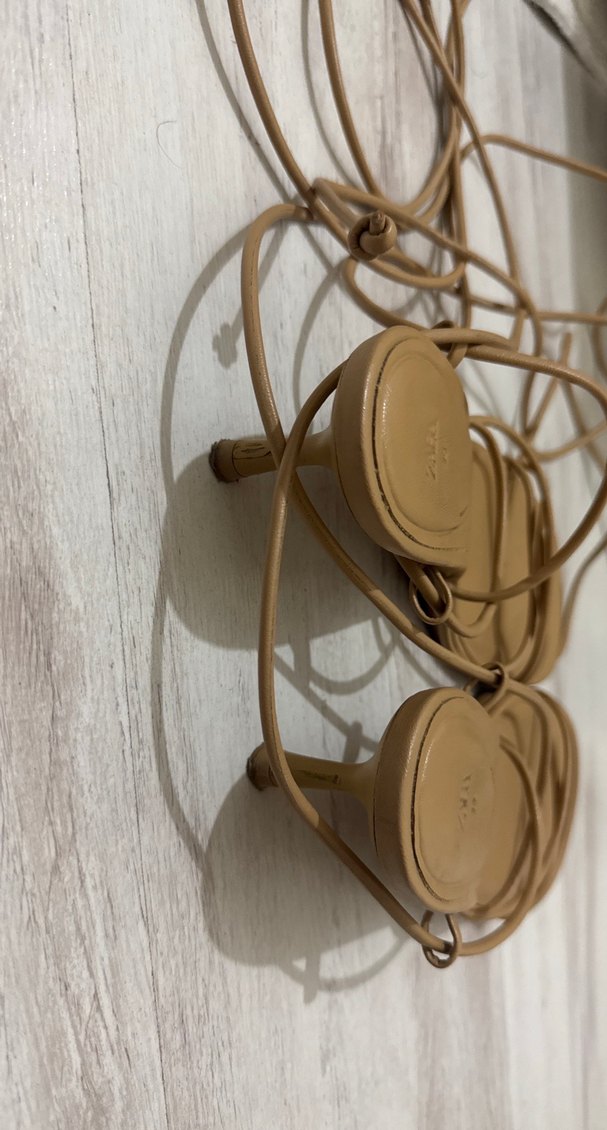 Bej mini Topuklu Minimalist Sandalet - Görsel 2