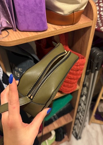 Kadın Haki Deri Çantası - Görsel 4