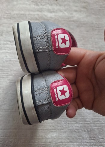 23 Beden gri Renk Kız Çocuk Gri Converse Cırt Cırtlı Spor Ayakkabı
