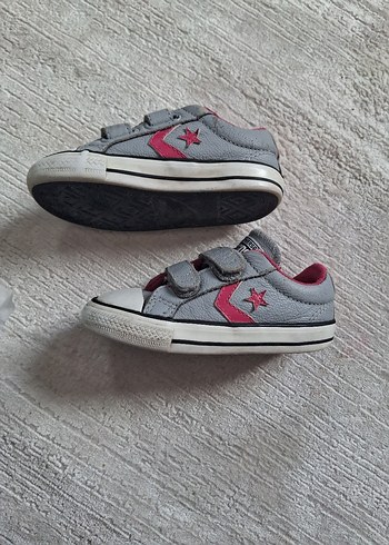 23 Beden Kız Çocuk Gri Converse Cırt Cırtlı Spor Ayakkabı