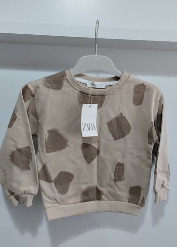 Bej Desenli Kız Sweatshirt
