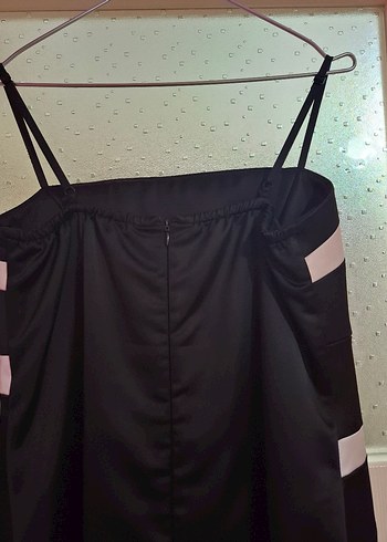 Uzun Siyah Gri Çizgili Drapeli Kalem Elbise - Görsel 6