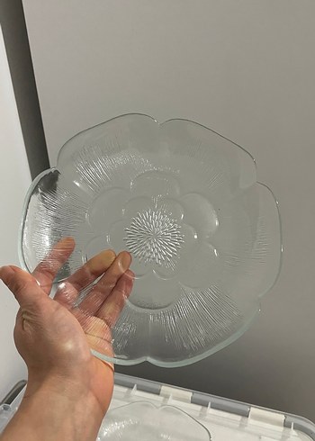 Nostaljik Şeffaf Cam Gelincik Desenli Tabak - Görsel 2