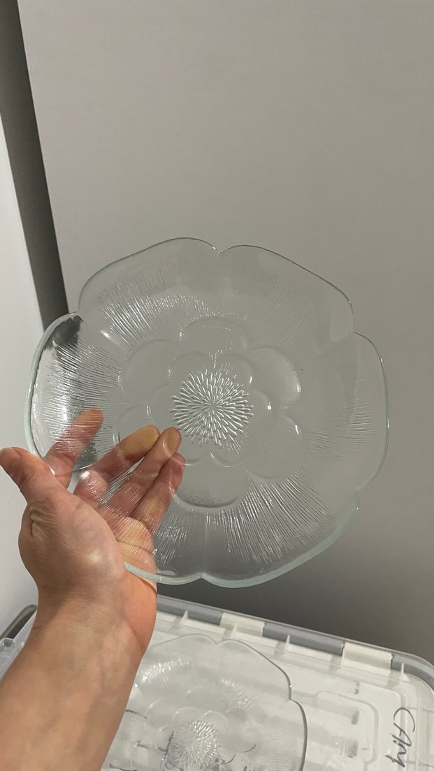 Nostaljik Şeffaf Cam Gelincik Desenli Tabak - Görsel 2