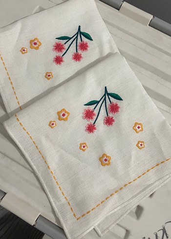 English Home 2li Nakışlı Keten Servis Peçetesi - Görsel 2