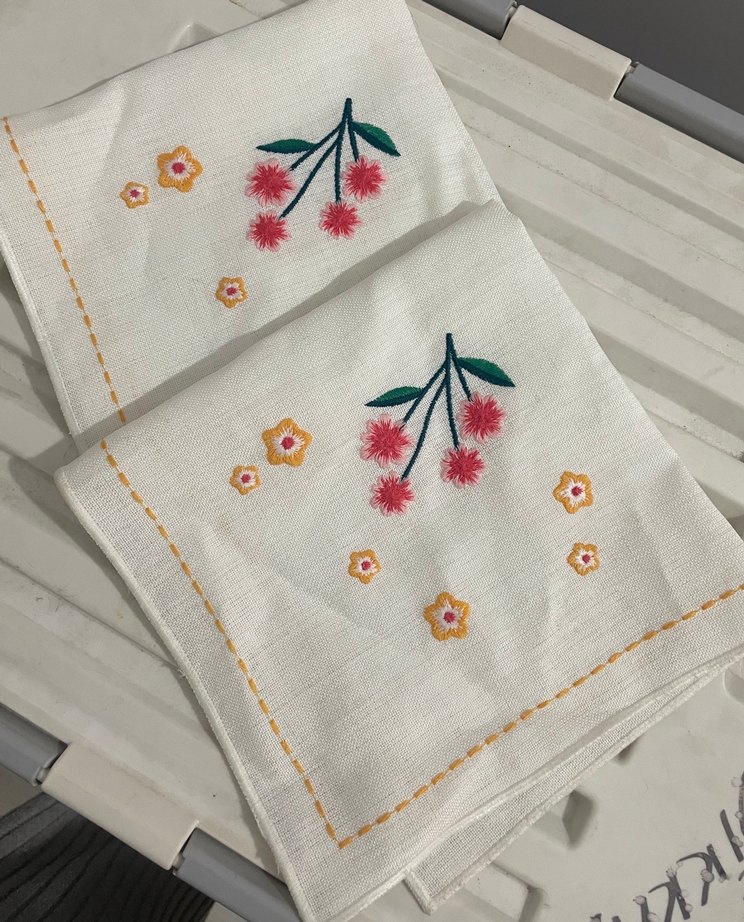 English Home 2li Nakışlı Keten Servis Peçetesi - Görsel 2