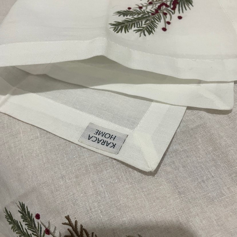 Nakışlı Keten Beyaz Amerikan Servis - Görsel 3